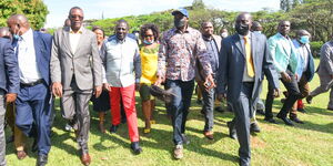 Deputy President William Ruto accompanied by Migori Governor Okoth Obado in Migori on Saturday, September 25, 2021