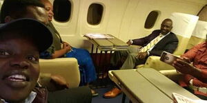 Deputy President William Ruto and his team in a plane