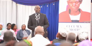 Deputy William Ruto Speaking during the burial of Josephine Wambui Kimotho, mother to former Nakuru Mayor Samuel Mwangi in Lanet, Nakuru on February 26.