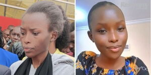 A collage photo of Diana Chepkemboi arriving at JKIA on September 6, 2022 (left) and her selfie taken on January 12, 2023 (right).