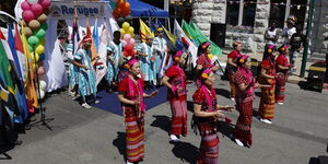 Different cultures present at the World Refugee Day in Syracuse, USA.