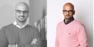 Photo collage of Dillon Khan, the Vice President of Paramount’s Comedy Central