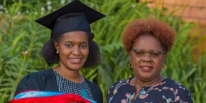 Doctor Nyawira Wahome (left) and her mother Water CS Alice Wahome (right) pose for a photo in 2021