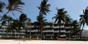 A front view of the Dolphine hotel in Shanzu, Mombasa County