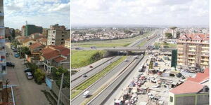 Photo collage of Donholm estate in Nairobi and section of Outering Road Road