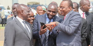 From left: File image of President Uhuru Kenyatta, Elgeyo Senator Kipchumba Murkomen and Deputy President William Ruto