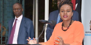 Health CAS Dr Mercy Mwangangi addresses the media at Afya House on Thursday, March 26, 2020