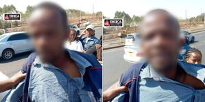 Blurred images of a matatu driver confronted by passengers on Thika Road on October 1, 2022.
