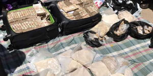Drugs and money confiscated following an operation in Kenya.