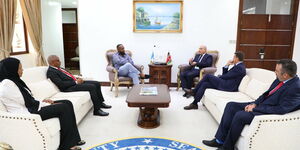 Mombasa Governor Hassan Joho hosting a foreign delegation in his office