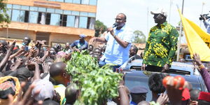 DP William Ruto and Garissa Town MP Aden Duale in Busia on Saturday, October 23, 2021.