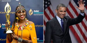 Photo collage of Kenyan nurse Qabale Duba and former US President Barrack Obama