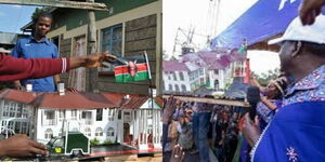 Photo collage between the State House dummy and ODM Leader Raila Odinga receiving it during a rally in Narok