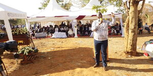 During the funeral ceremony of the late Tom Kilonzo Ileve in Kitui County.