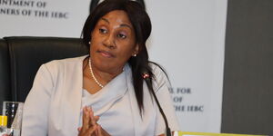 IEBC candidate Irene Keino appearing before the selection panel on Tuesday, July 13.