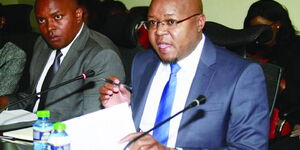 Ousted EPRA director-general Pavel Oimeke speaking during a previous press conference in 2019.