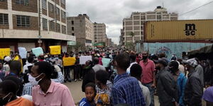 Residents gathered for a protest in Eastleigh, Nairobi on May 11, 2020