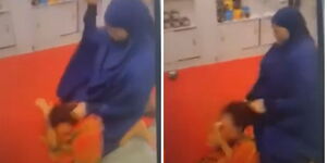 Screengrab of a trader assaulting another woman in Eastleigh Nairobi county on Sunday October 16, 2022.
