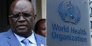 Education CS George Magoha (right) and World Health Organisation (WHO) headquarters in Geneva, Switzerland.