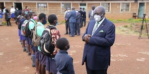 Education CS George Magoha conversing with 2020 KCPE Candidates on