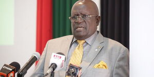 Education Cabinet Secretary Professor George Magoha during NEMIC launch at KICD offices in Nairobi on August 22, 2022.