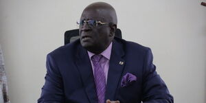 Education CS Professor George Magoha after commissioning CBC Classroom at St Lwanga Bondo Township Secondary School on July 23, 2022.