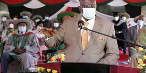 Education Cabinet Secretary George Magoha speaking at a graduation ceremony.