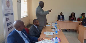 Education Cabinet Secretary George Magoha speaking during the special meeting held by the EACC on March 10, 2020.