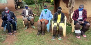 A family suffering from Elephantiasis 