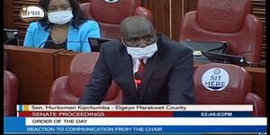 Elgeyo Marakwet Senator Kipchumba Murkomen addressing the Senate on June 16, 2020.
