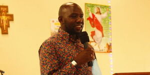 Elgeyo Marakwet Senator Kipchumba Murkomen at Athi Catholic Church in Igembe South, Meru County, on October 25, 2020.