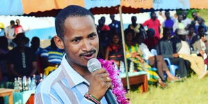 Embakasi East MP Babu Owino speaking at a fundraiser in Suna East, Migori County on Saturday, March 7, 2020.