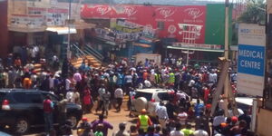 A photo of residents protesting in Embu Town on Thursday, March 12, 2020.