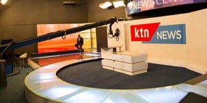 A journalist seated at a KTN News studio along Mombasa Road.
