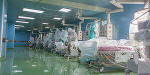Equipment and beds at the Kenyatta University Referral Hospital.