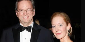American software engineer cum entrepreneur, Eric Schmidt, alongside his wife, Wendy Schmidt pose for a photo at a past event.