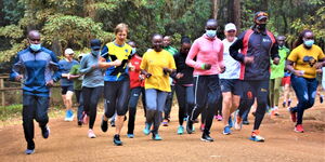 H.E. President Kersti Kaljulaid patricipating in the 10KM marathon at Karura forest on September 11, 2021