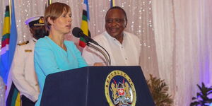 Estonian President Kersti Kaljulaid and President Uhuru Kenyatta on Thursday, September 9, 2021, at State House Nairobi