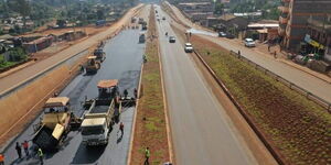 An aerial view of the construction of the Nairobi Western Bypass