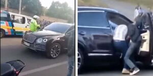 Photo collage of businessman Samson Teklemichael allegedly being abducted in the middle of the road