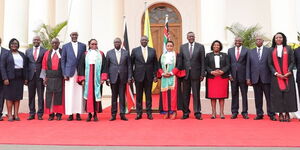 Ex-Chief Justice David Maraga during the the swearing in of judges aat State House Nairobi on Wednesday, September 14,2022. ersation outside the Supreme Court.