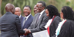 Ex-Chief Justice David Maragaduring the the swearing in of judges aat State House Nairobi on Wednesday, September 14,2022. ersation outside the Supreme Court.