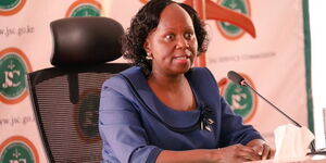 Senior Counsel Patricia Mbote appearing before the JSC for her interview for the position of Chief Justice on Tuesday, April 13, 2021.