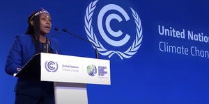Activist Elizabeth Wathuti presenting at the Climate summit on November 1