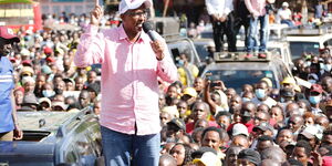Garissa Township MP Aden Duale addresses a political rally in Thika on November 13, 2021. 