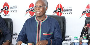 National Cohesion and Integration Commission (NCIC) boss Rev Dr Samuel Kobia speaking during a press conference on April 8, 2022.