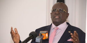 Education Cabinet Secretary George Magoha speaks during the release of the Form One selection exercise on Monday, April 11, 2022.  