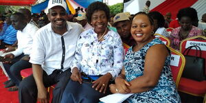 (From left) Former MP Farah Maalim, Kitui Governor Charity Ngilu and Kirinyaga Governor Ann Waiguru at a BBI rally in Mombasa on January 25, 2020