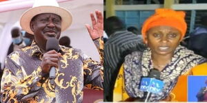 Photo collage between ODM leader Raila Odinga and Migori Woman Rep aspirant Fatuma Mohamed
