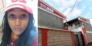 A side-by-side image of 22-year-old Lucy Ng'endo and an apartment in Uthiru.